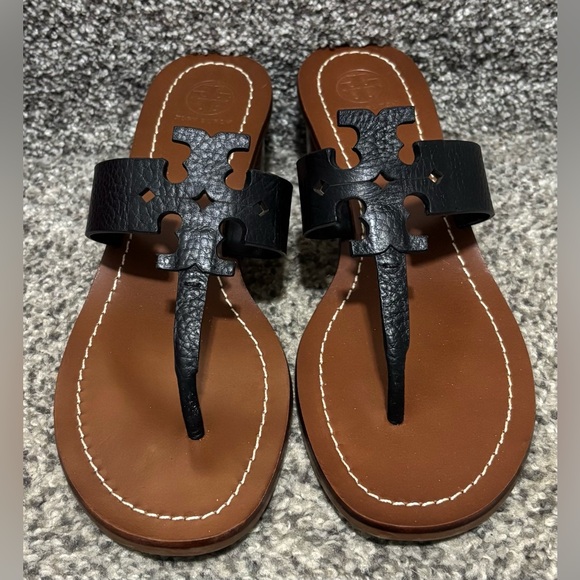 NEW Tory Burch Moore Black Leather Heeled Sandals - Picture 5 of 14